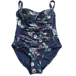 NIP Tuck Swim Women's One Piece Swimsuit Floral Blue Size 8 Multi Cup Slimming